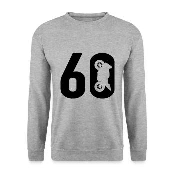 60 Biker Motorrad 60 - Unisex Pullover - Weißgrau meliert - Vorne - Alina (178cm) & Michal (187cm)