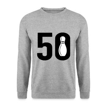 50 Bowling Bowler 50 - Sweat-shirt Unisexe - gris chiné - Devant - Alina (178cm) & Michal (187cm)