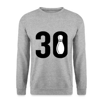 30 Bowling Bowler 30 - Sweat-shirt Unisexe - gris chiné - Devant - Alina (178cm) & Michal (187cm)
