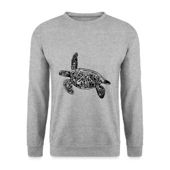 Turtle - vector design - Unisex Sweatshirt - salt & pepper - Front - Alina (178cm) & Michal (187cm)