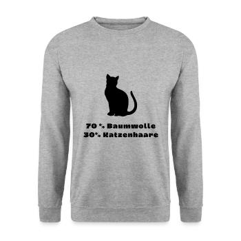Katzenliebhaber Love Kuscheln Cat Love Katzenhaare - Unisex Pullover - Weißgrau meliert - Vorne - Alina (178cm) & Michal (187cm)