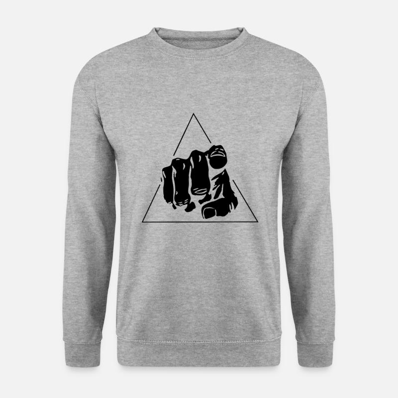Zeigender finger - Unisex Pullover - Weißgrau meliert