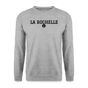 La Rochelle - Médaillon ancre marine - Sweat-shirt Unisexe - gris chiné - Devant - Alina (178cm) & Michal (187cm)