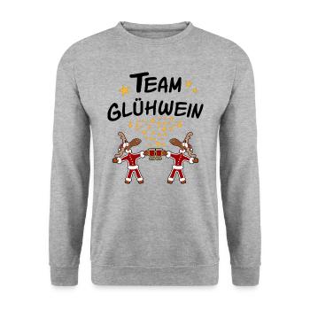 Glühwein Elch Team - Unisex Pullover - Weißgrau meliert - Vorne - Alina (178cm) & Michal (187cm)
