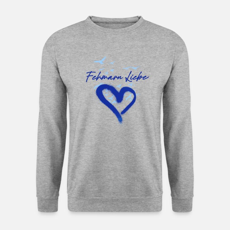 Fehmarn,möwen,anker,vogelschwarm - Unisex Pullover - Weißgrau meliert