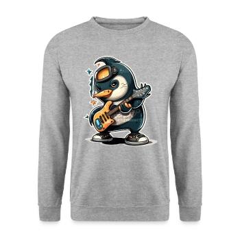 Rocker Penguin - Unisex Sweatshirt - salt & pepper - Front - Alina (178cm) & Michal (187cm)