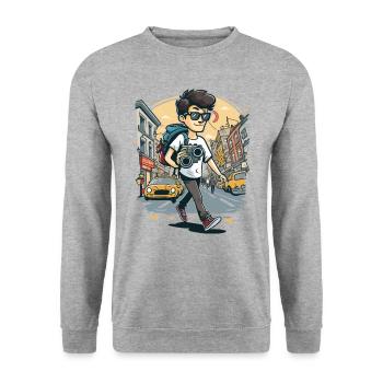 Der urbane Fotograf - Unisex Pullover - Weißgrau meliert - Vorne - Alina (178cm) & Michal (187cm)
