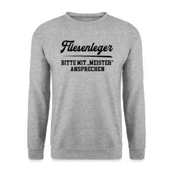 Fliesenleger Meister Prüfung Bestanden Ausbildung - Unisex Pullover - Weißgrau meliert - Vorne - Alina (178cm) & Michal (187cm)