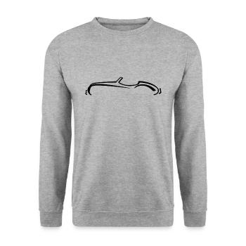 Car-Silhouette | Oldtimer | Roadster-Spider - Unisex Pullover - Weißgrau meliert - Vorne - Alina (178cm) & Michal (187cm)