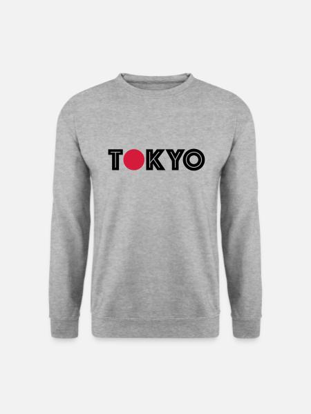 Tokyo Shirt mit rotem Punkt - Unisex Pullover - Weißgrau meliert