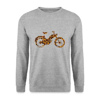 Moped 50 cc Leopard Moped Motorcycle Gift - Unisex Sweatshirt - salt & pepper - Front - Alina (178cm) & Michal (187cm)