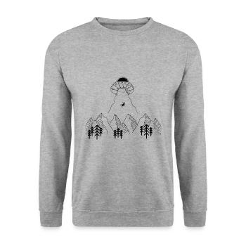ufo cow abduction - Unisex Sweatshirt - salt & pepper - Front - Alina (178cm) & Michal (187cm)