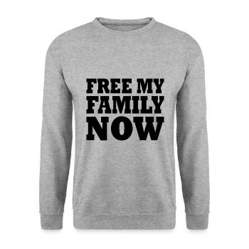 Free my family now - Unisex Sweatshirt - salt & pepper - Front - Alina (178cm) & Michal (187cm)