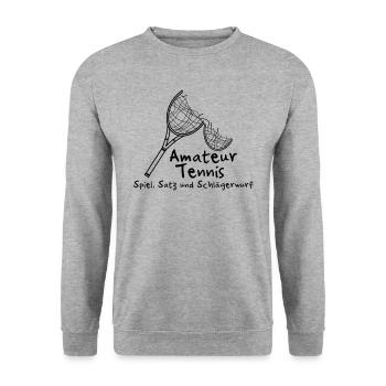 Amateur-Tennis Logo - Unisex Pullover - Weißgrau meliert - Vorne - Alina (178cm) & Michal (187cm)