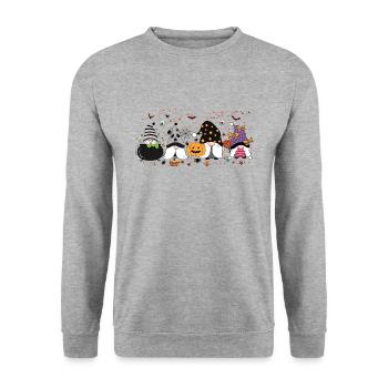 C’est la saison, Gnomes d’Halloween, Gif de Thanksgiving - Sweat-shirt Unisexe - gris chiné - Devant - Alina (178cm) & Michal (187cm)