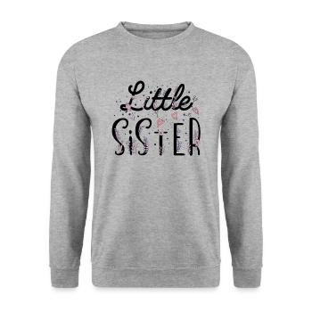 Kleine Schwester, Schwestergeschenk, befördert zu Little sis - Unisex Pullover - Weißgrau meliert - Vorne - Alina (178cm) & Michal (187cm)