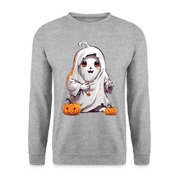 Halloween Ghost - Unisex Sweatshirt - salt & pepper - Front - Alina (178cm) & Michal (187cm)