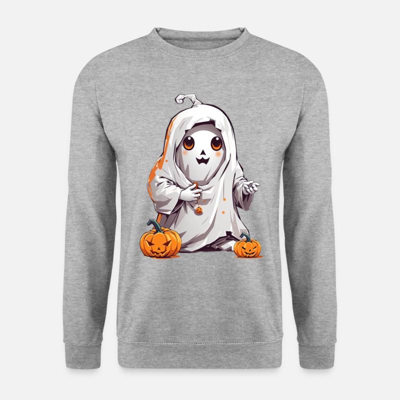 Halloween Geist - Unisex Pullover - Weißgrau meliert