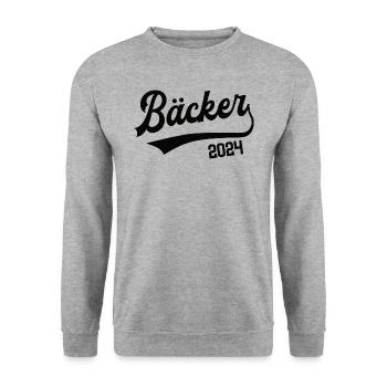 Bäcker 2024 Beruf Bäckerei Lehre Lehrling - Unisex Pullover - Weißgrau meliert - Vorne - Alina (178cm) & Michal (187cm)