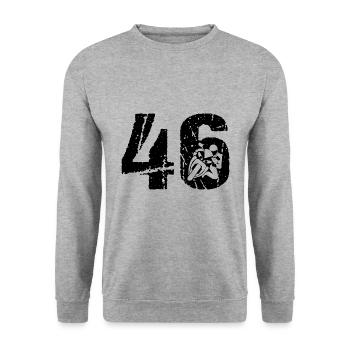 46 Moto Vintage Moto Moto Moto - Sweat-shirt Unisexe - gris chiné - Devant - Alina (178cm) & Michal (187cm)