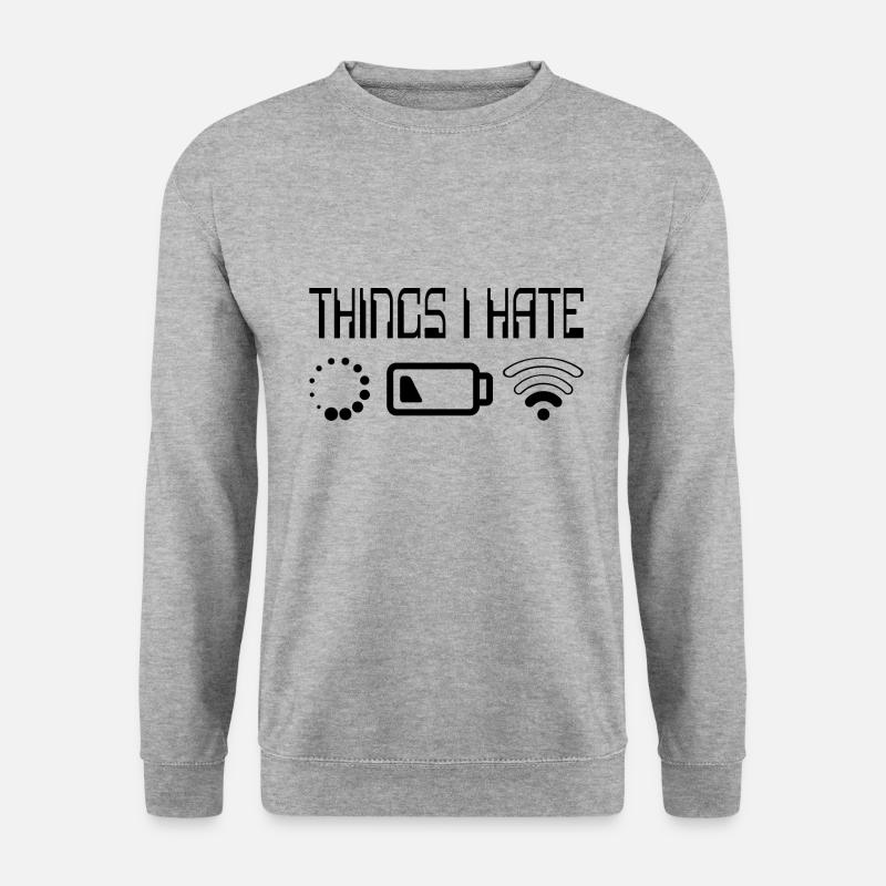Things I Hate Programmer Outfit Gamer Fun Gift - Unisex Pullover - Weißgrau meliert