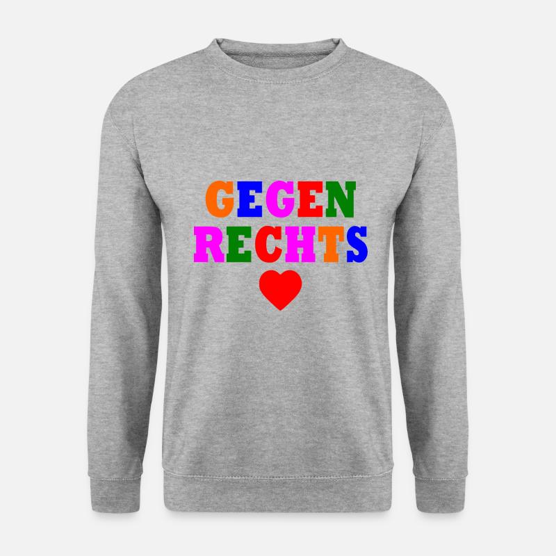 Gegen rechts - Unisex Pullover - Weißgrau meliert