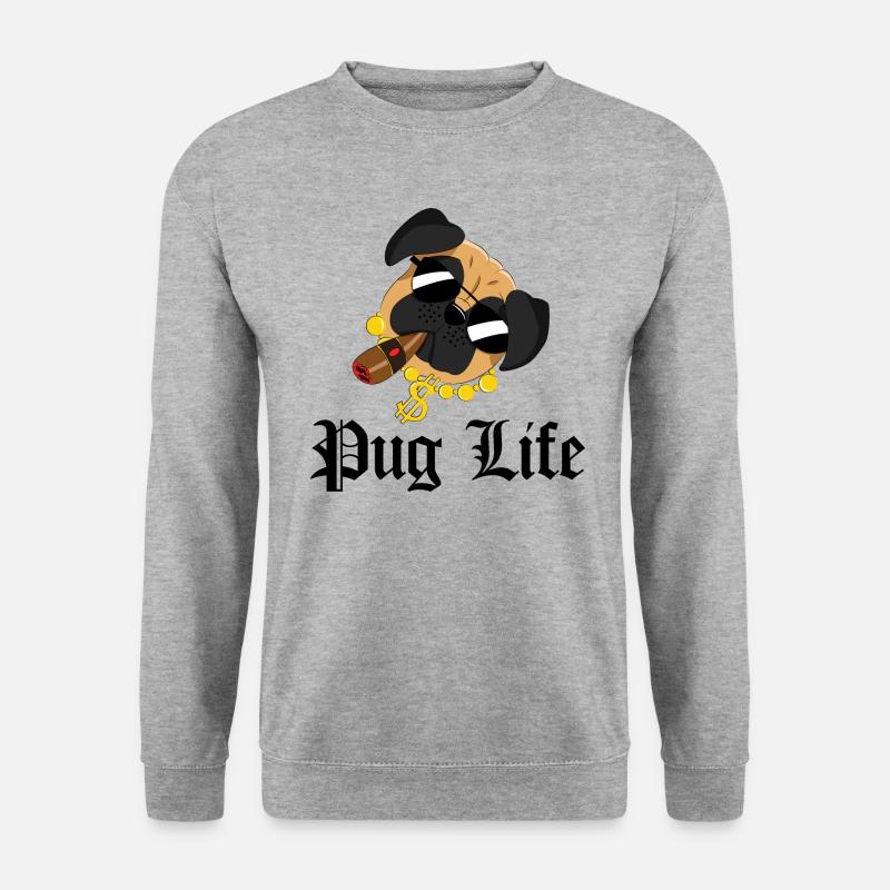 Pug Life - Unisex Pullover - Weißgrau meliert