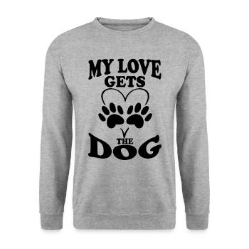 Meine Liebe bekommt der Hund - Unisex Pullover - Weißgrau meliert - Vorne - Alina (178cm) & Michal (187cm)