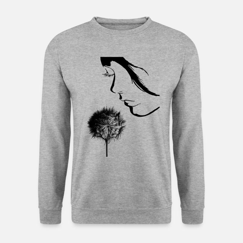 Pusteblume Frauengesicht - Unisex Pullover - Weißgrau meliert