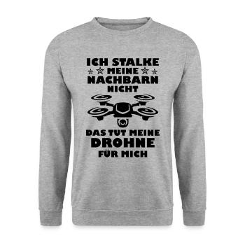 Drohne cooler Spruch Hobby Provokation Geschenk - Unisex Pullover - Weißgrau meliert - Vorne - Alina (178cm) & Michal (187cm)