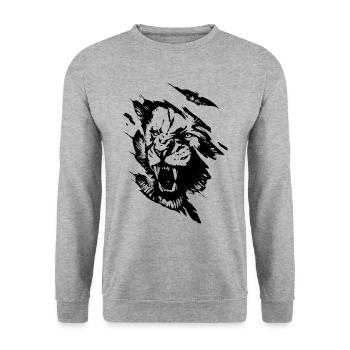 Tête de lion art cool lion cadeau idée - Sweat-shirt Unisexe - gris chiné - Devant - Alina (178cm) & Michal (187cm)