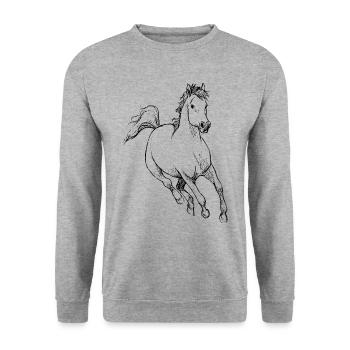 Pferdchen Pferd Geschenk Idee Kinder Hobby Sport - Unisex Pullover - Weißgrau meliert - Vorne - Alina (178cm) & Michal (187cm)