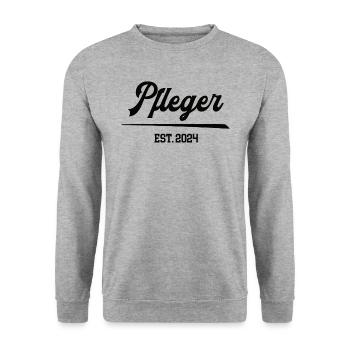 Pfleger seit 2024 Pflege Pflegekraft Krankenpflege - Unisex Pullover - Weißgrau meliert - Vorne - Alina (178cm) & Michal (187cm)