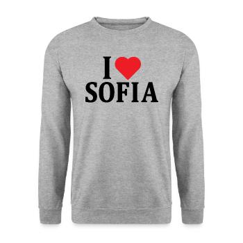 t-shirt I love Sofia t-shirt gift idea - Unisex Sweatshirt - salt & pepper - Front - Alina (178cm) & Michal (187cm)