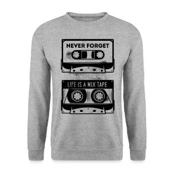 Cassette N’oublie jamais - Sweat-shirt Unisexe - gris chiné - Devant - Alina (178cm) & Michal (187cm)