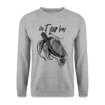 Turtle, Flower, Positive, Marine, Spiritual - Sweat-shirt Unisexe - gris chiné - Devant - Alina (178cm) & Michal (187cm)