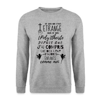 je suis polythéiste Dieu a d'autres fils que moi ! - Sweat-shirt Unisexe - gris chiné - Devant - Alina (178cm) & Michal (187cm)
