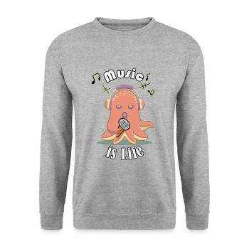 Music is life - Unisex Pullover - Weißgrau meliert - Vorne - Alina (178cm) & Michal (187cm)