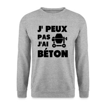 t-shirt humour maçon jai béton cadeau homme - Sweat-shirt Unisexe - gris chiné - Devant - Alina (178cm) & Michal (187cm)