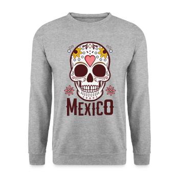 Sugar Skull Mexico - Unisex Sweatshirt - salt & pepper - Front - Alina (178cm) & Michal (187cm)
