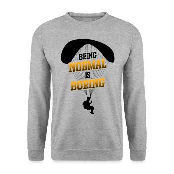 Being Normal Is Boring Parachute Paraglider Skydiv - Unisex Pullover - Weißgrau meliert - Vorne - Alina (178cm) & Michal (187cm)
