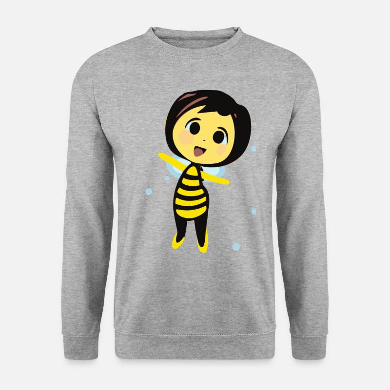 Beautiful cute Chibi Bee Chibee - Unisex Pullover - Weißgrau meliert