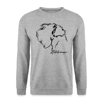 Mittelschnauzer Profil Hunde Hund Wilsigns - Unisex Pullover - Weißgrau meliert - Vorne - Alina (178cm) & Michal (187cm)