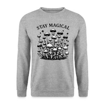 Bleib magisch - Unisex Pullover - Weißgrau meliert - Vorne - Alina (178cm) & Michal (187cm)
