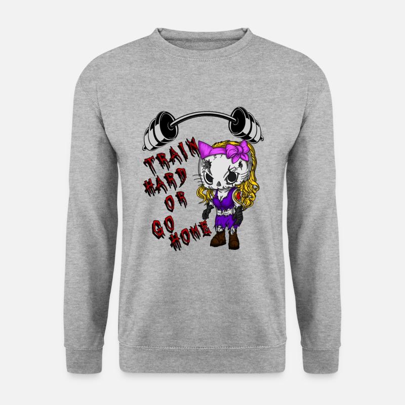 Train hard…. - Unisex Pullover - Weißgrau meliert