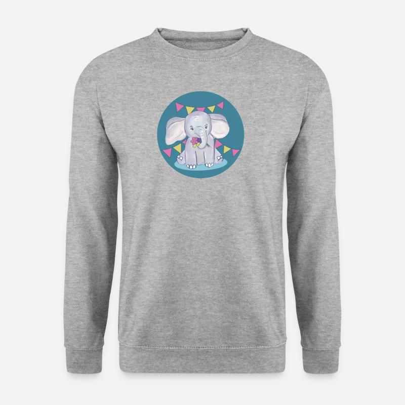 Elephant celebrates birthday - Unisex Sweatshirt - salt & pepper