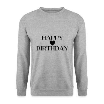 Happy Birthday Cadeau Idee - Uniseks sweater - witgrijs gemêleerd - Voor - Alina (178cm) & Michal (187cm)