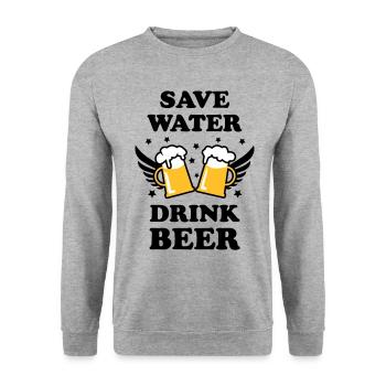 47 Save Water Drink Beer funny humor - Unisex Pullover - Weißgrau meliert - Vorne - Alina (178cm) & Michal (187cm)