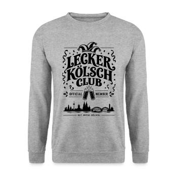 Lecker Kölsch Club – Karneval Köln mit Kölsch - Unisex Pullover - Weißgrau meliert - Vorne - Alina (178cm) & Michal (187cm)