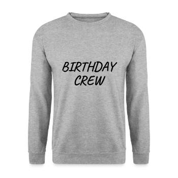 Birthday Crew - Unisex Pullover - Weißgrau meliert - Vorne - Alina (178cm) & Michal (187cm)